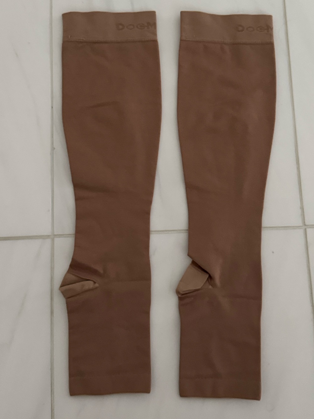 Doc Miller Beige Open-Toe Compression Stockings. - Picture 2 of 3